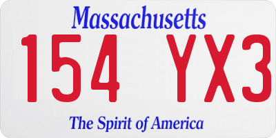 MA license plate 154YX3