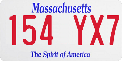 MA license plate 154YX7