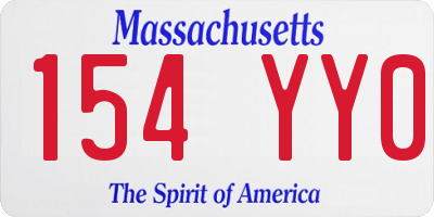 MA license plate 154YY0