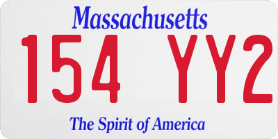 MA license plate 154YY2