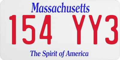 MA license plate 154YY3