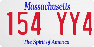 MA license plate 154YY4