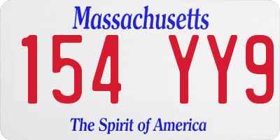 MA license plate 154YY9
