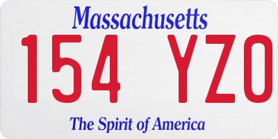 MA license plate 154YZ0