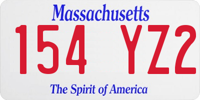 MA license plate 154YZ2