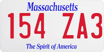 MA license plate 154ZA3