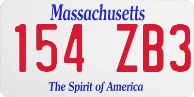 MA license plate 154ZB3