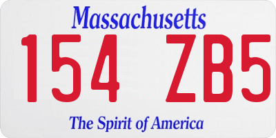 MA license plate 154ZB5