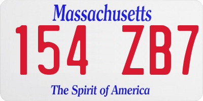 MA license plate 154ZB7