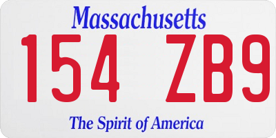 MA license plate 154ZB9