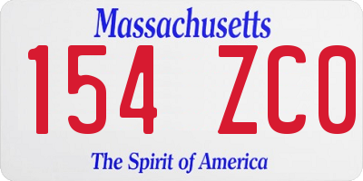 MA license plate 154ZC0
