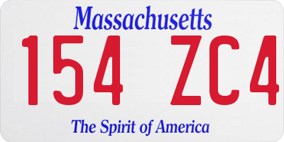 MA license plate 154ZC4