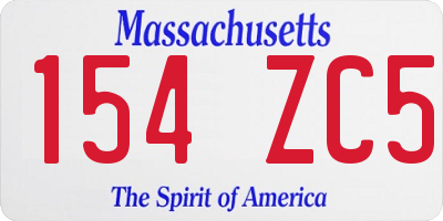 MA license plate 154ZC5