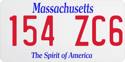 MA license plate 154ZC6