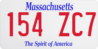 MA license plate 154ZC7