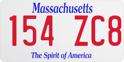 MA license plate 154ZC8