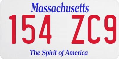 MA license plate 154ZC9