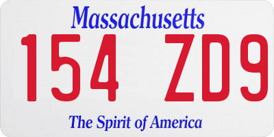 MA license plate 154ZD9