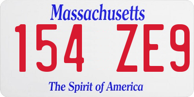 MA license plate 154ZE9