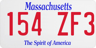 MA license plate 154ZF3