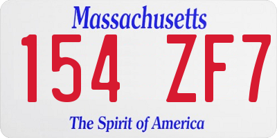 MA license plate 154ZF7