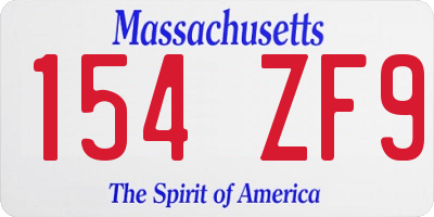 MA license plate 154ZF9