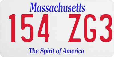 MA license plate 154ZG3