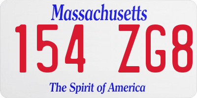 MA license plate 154ZG8