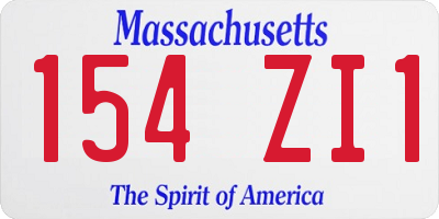 MA license plate 154ZI1