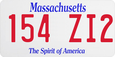 MA license plate 154ZI2