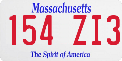 MA license plate 154ZI3