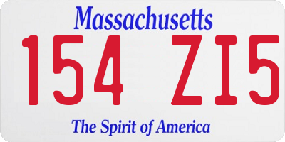 MA license plate 154ZI5