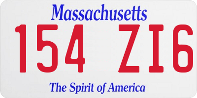 MA license plate 154ZI6