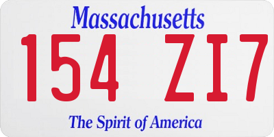 MA license plate 154ZI7