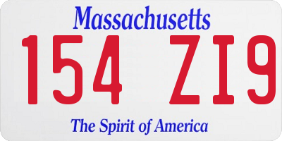 MA license plate 154ZI9