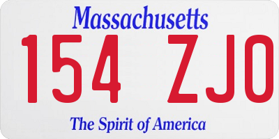 MA license plate 154ZJ0