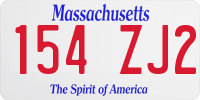 MA license plate 154ZJ2