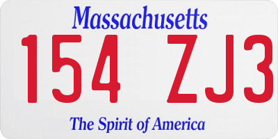 MA license plate 154ZJ3