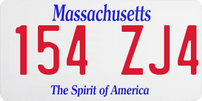 MA license plate 154ZJ4
