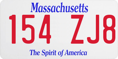 MA license plate 154ZJ8
