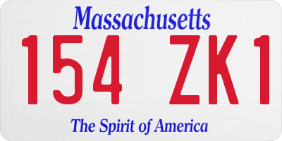 MA license plate 154ZK1