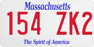 MA license plate 154ZK2