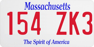 MA license plate 154ZK3