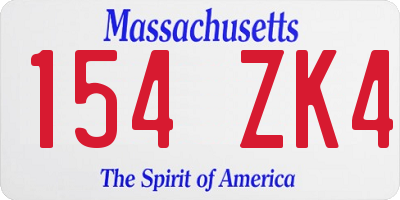 MA license plate 154ZK4