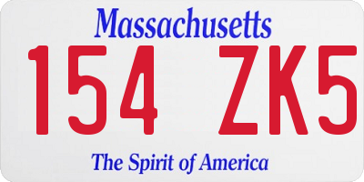 MA license plate 154ZK5