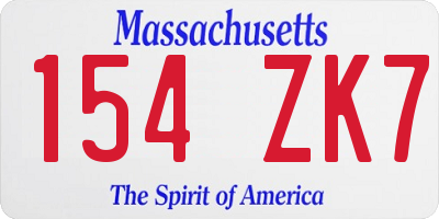 MA license plate 154ZK7