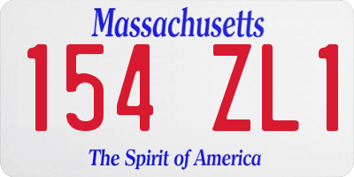 MA license plate 154ZL1