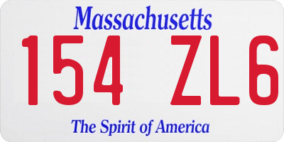MA license plate 154ZL6