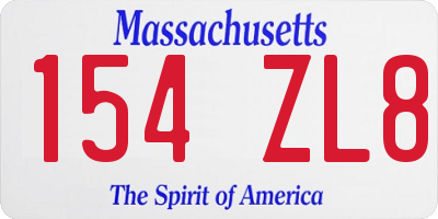 MA license plate 154ZL8