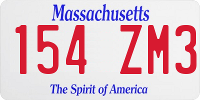 MA license plate 154ZM3